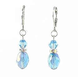Earrings - E80 - Crystal Rice Drop ~ Lt. Sapphire AB