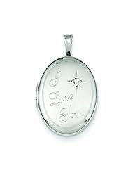 Genuine .925 Sterling Silver & Diamond I Love You 19mm Oval Locket 2.7 Grams. 100% Satisfaction Guaranteed.