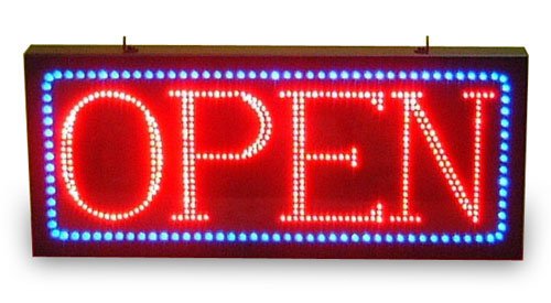 Large Red & Blue Animated LED OPEN Sign