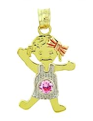 Baby Girl June CZ Birthstone 14K Tri-Color Charm
