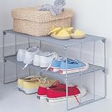 Metal Closet Shoe Rack - Set of 2 (Silver) (6.6"H x 22"W x 12"D)