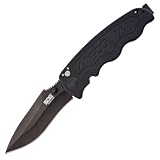 SOG Specialty Knives & Tools ZM1002-CP Zoom Mini Knife with Straight Edge Assisted Folding 3.15-Inch Steel Blade, Black TiNi Finish