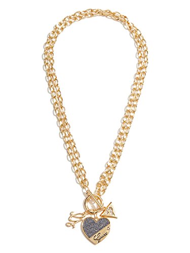 GUESS Women's Gold-Tone GUESS Heart Link Necklace
