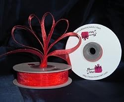 Sheer Organza Ribbon Mono Edge - 7/8" - 25 Yards (75 FT) - Red