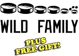 10.5" x 4.5" Wild Hockey Family Vinyl Sticker Decal [Die-cut, White] + with Free Hockey Pencil
