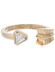 Roman Luxe Gold-Tone Crystal Arrow Tailored Ring, Size 6