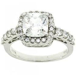 Sterling Silver (925) Fancy Cut Clear Crystal-3 Carat Ring
