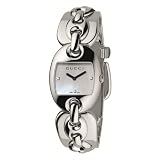 Gucci Women`s YA121504 Marina Chain Small Steel Bangle White MOP Dial Diamonds Watch