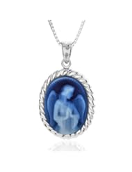 Silver Framed Guardian Angel Agate Cameo + Free Exclusive Tote Bag