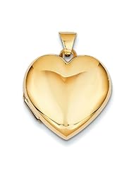 14k 21mm Heart Domed Plain Locket