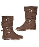 Super Star Imitation Suede Strap Boots (Sizes 10  4) - brown, 2