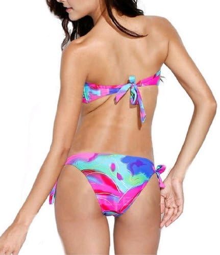 Lolli Womens Girls Sexy Push Up Padded Halter Swimwear Bandeau Bikini Set (L)