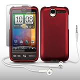 HTC DESIRE RED HARD ARMOUR CASE WITH SCREEN PROTECTOR & HEADSET BY CELLAPOD CASES