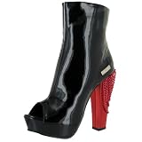 HIGHEST HEEL Rachel Womens Dancer Stripper Shoes Boots Booties Black Patent Red Chains 5" Heel
