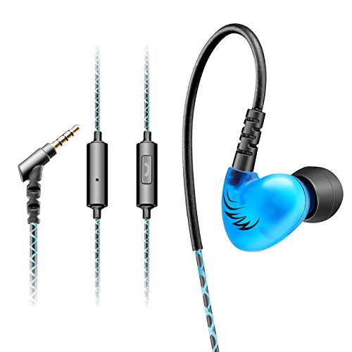 Dislot Earphone Sports/ Running/ Gym/ Exercise/ Sweatproof/ Earbuds with Microphone,premium Stereo Headphone for Iphone, Ipad, Android Smartphones, Mp3/mp4 Player, Laptop, Tablet, Etc. (Blue)