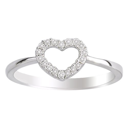 14k White Gold Diamond Heart Ring (18 cttw, H-I Color, I1 Clarity ... 14k White Gold Diamond Heart Ring (18 cttw, H-I Color, I1 Clarity ...
