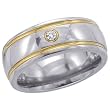 Titanium and Gold Plating 0.03 ct. Diamond Men's Ring