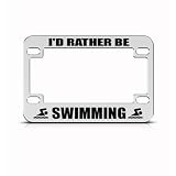 I'd Rather Be Swimming Metal Bike Motorcycle License Plate Frame Holder