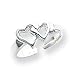 925 Sterling Silver Open Cutout Double Heart Toe Ring