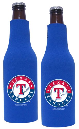 Texas Rangers Beer Bottle Koozie | Rangers Neoprene Bottle Suit with Zipper - Set of 2