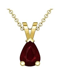 14K Yellow Gold Pear Cut Ruby Solitaire Pendant