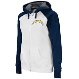 NFL Women's San Diego Chargers Sport Princess Ragla Womens Long Sleeve Raglan Full-Zip Fleece Hoodie (White/Navy Heather, Large)