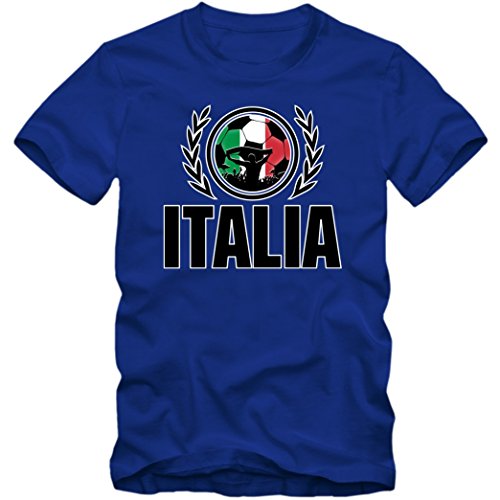 Italien EM 2016 #2 T-Shirt | Fußball | Herren | Gli Azzurri | Trikot | Nationalmannschaft, Farbe:Blau (Royalblue L190);Größe:L