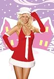 Santa's Honey 3pc. Costume Includes a Velvet Halter Mini Dress & Hat & Gloves-XL