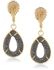 Coralia Leets Jewelry Design Black Druzy Eyelet Charm Hoop Earrings