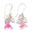 Anna Perrone Pink Glass Flower Drop Earrings Finished with .925 Sterling Silver