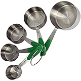 Measuring Cups - Metal Set with Engraved Standard and Metric Measurements - FREE Baking eBook