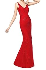 Sexy V-neck Mermaid Tulle Lace Evening Dress/Pageant Dress/Prom Dress 