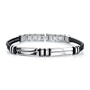 Distinguished fashion: Stainless Steel Bar-link Dual Rubber Cord Bracelet for Men