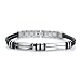Distinguished fashion: Stainless Steel Bar-link Dual Rubber Cord Bracelet for Men