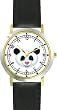 Giant Panda Bear Head (Pink Nose) - Bear - JP Animal - WATCHBUDDY&reg; DELUXE TWO-TONE THEME WATCH - Arabic Numbers - Black Leather Strap-Size-Large ( Men's Size or Jumbo Women's Size )