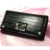 ハローキティ クロコタッチ長財布（かぶせ付中LF束入れ） ブラック　HK-18-8-BK