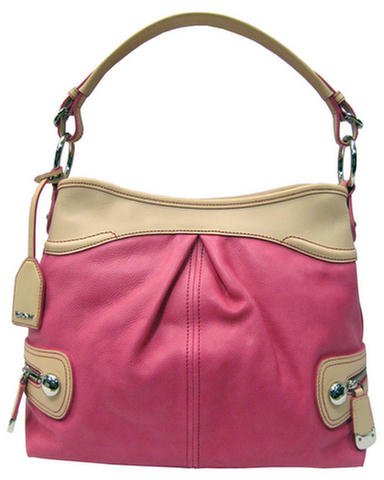 DKNY Vintage Hobo Handbag - leather, fuschia, pink