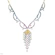 Chandelier Necklace With 47.05ctw Precious Stones - Genuine Clean Diamonds and Sapphires in 14K White Gold. Total item weight 58.3g Length 19in