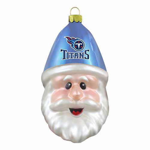 NFL Tennessee Titans Blown Glass Santa Cap Ornament