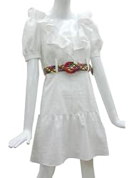 VaVa by Joy Han - Joy White Puff Sleeve Dress with Belt