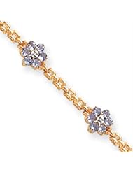 14k Gold Completed Fancy Floral Diamond/Tanzanite Bracelet