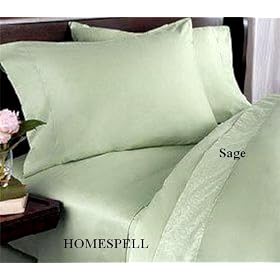 Homespell Egyptian Cotton 3 - Pc Duvet Cover 500TC Solid Sateen Sage (Full).