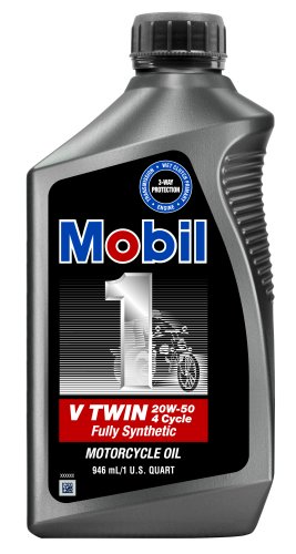 Mobil 1 V-Twin Motorcycle 20W50 Motor Oil - 1 Quart, Pack of 6