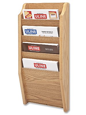 Image of 4-Pocket Wooden Wall Mount Magazine Rack