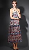 DEBUE CYBILL Printed Smocked Bust Halter Maxi Dress Red