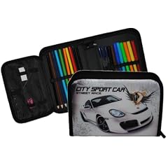 25 tlg. gef�llte Federmappe Auto Kinder Schiefermappe Kindergarten Schule