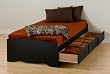 XL Twin Platform Mate's Storage Bed in Black Finish By Prepac Furniture