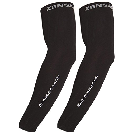 Zensah Reflective Compression Arm Sleeves - Reflective Cycling Arm Warmers, Night Running Arm Sleeves
