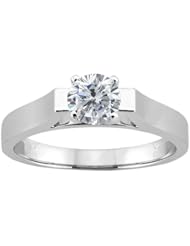 0.60 Ct Round H/I I1 Diamond Sterling Silver Solitaire Ring