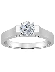 0.60 Ct Princess H/I I1 Diamond 14K White Gold Solitaire Ring